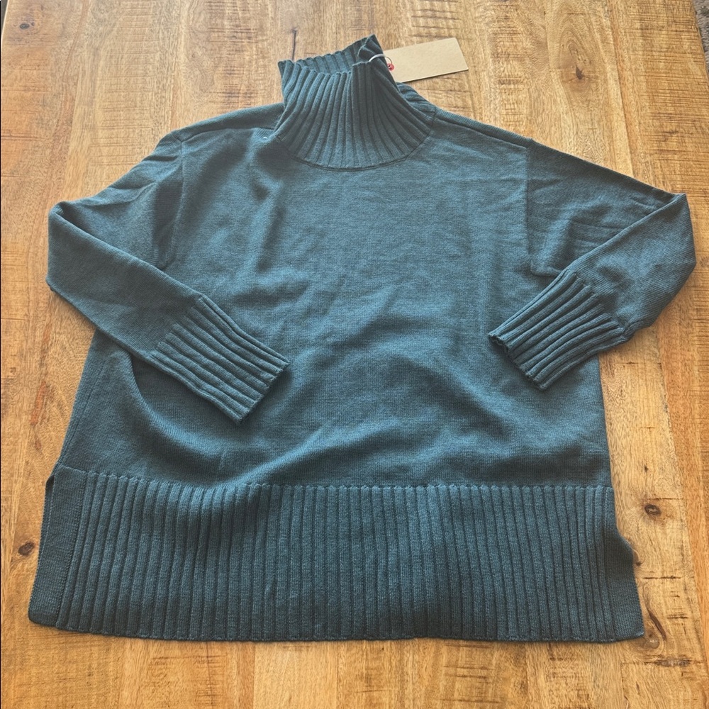 Eileen Fisher turtleneck square armhole Relaxed fit Sweater 100% merino wool NEW